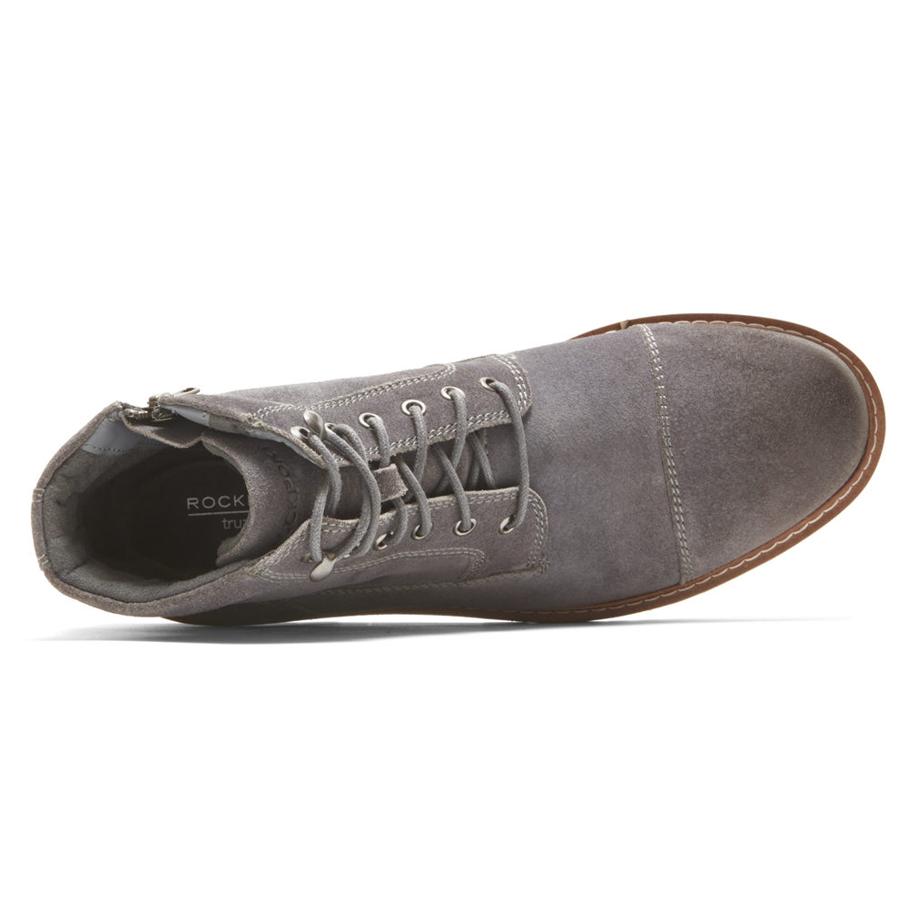 Mens Boots - Rockport Marshall Rugged Inside Zip - Grey - KRTH36218